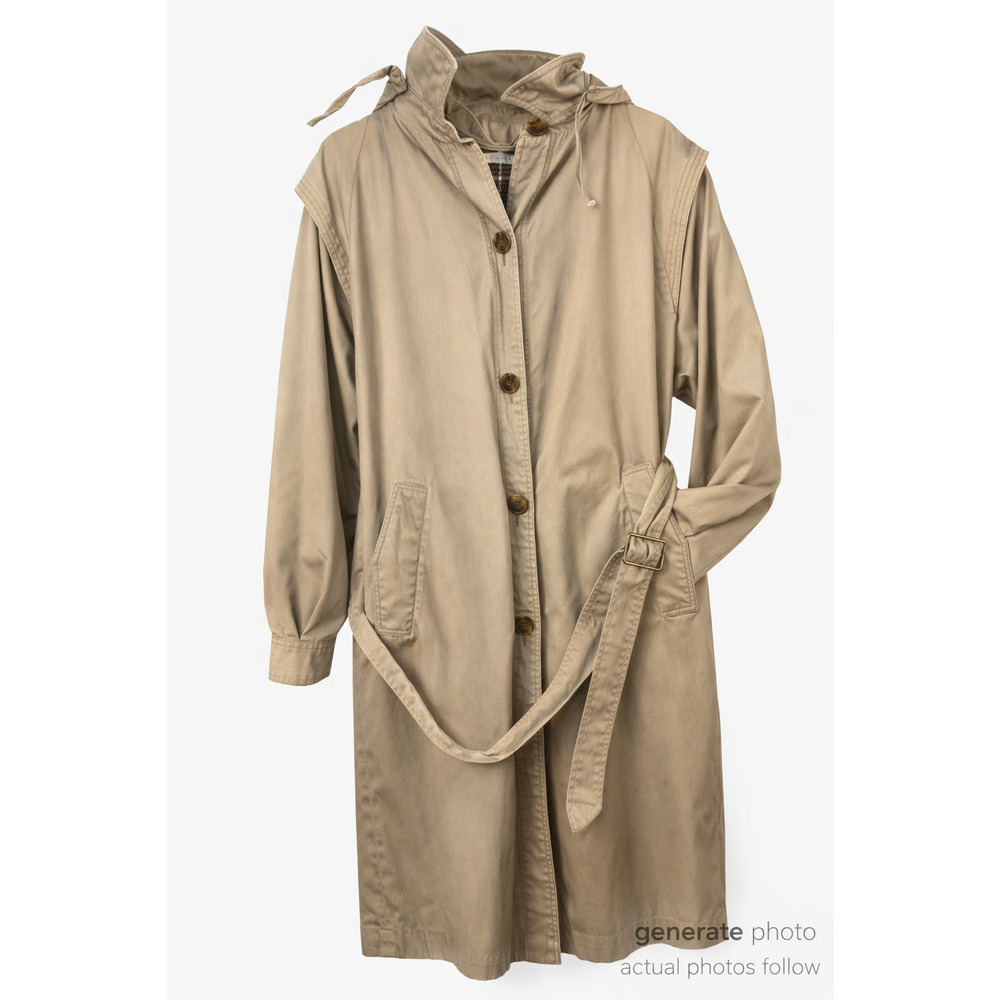 Saxton Hall Belted Hooded Trench Coat Wool Plaid Warmer Liner Size 12 Womens